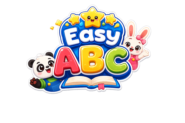 Easy ABC — แพนด้ากับกระต่ายชูมือทักทายบนโลโก้